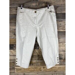 Studio Works Women's Capri Pants Plus Sz 18W Cream Cotton Spandex Stretch
